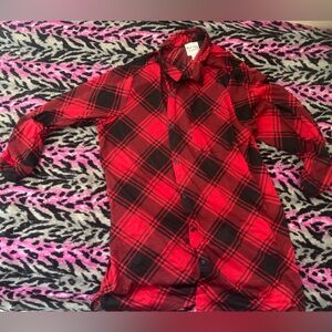 New York Laundry Red and Black Plaid Shirt